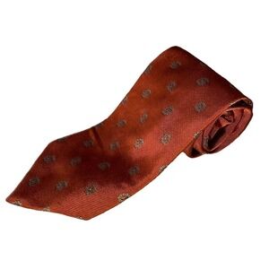 Brooks Brothers 346 Men's Necktie Pure Silk Orange &‎ Yellow Paisley 60"x3.75"